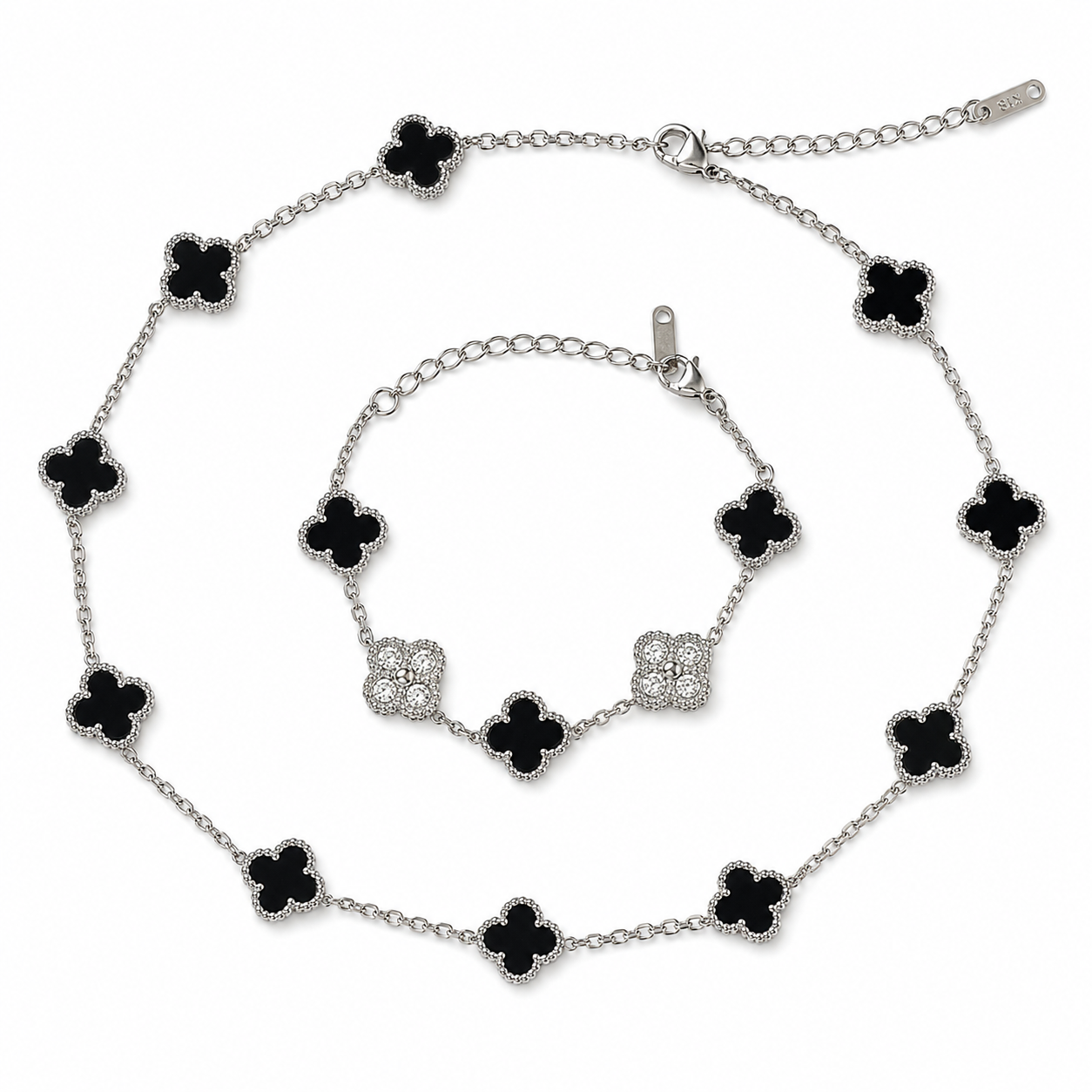 Black and Silver Clover Set.