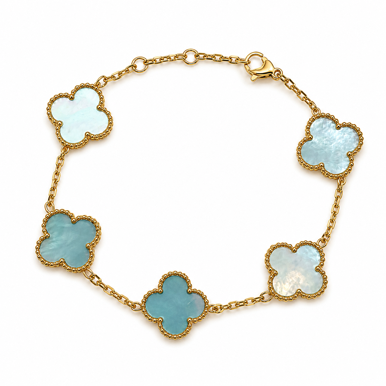 Turquoise and Gold Clover.