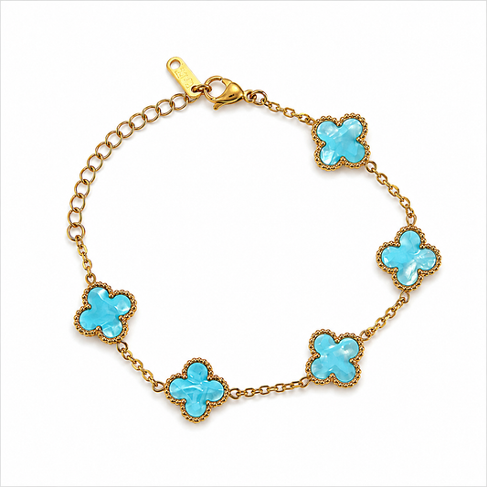 Turquoise and Gold clover.