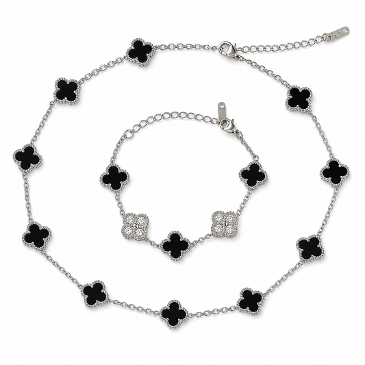 Black and Silver Clover Set.