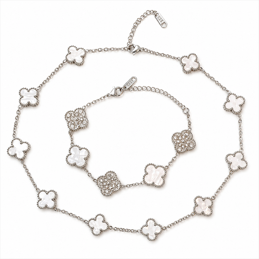 White and Silver Clover Set.